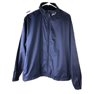 ASICS Mens Small Windbreaker Blue Reflective Sleeve